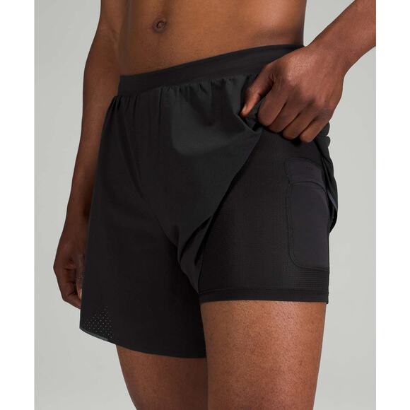 Lululemon Outpacer Short 6" Size M EUC. Black Mens - Picture 6 of 6
